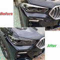 Hdirect 2pcs Auto Headlight Eyebrow Cover Trim Car Decoration Eyelids Compatible With Bmw X5 G05 X6 G06 2019 Glossy Black