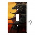 Black Winged Dragon Fantasy Plastic Wall Decor Toggle Light Switch Plate Cover