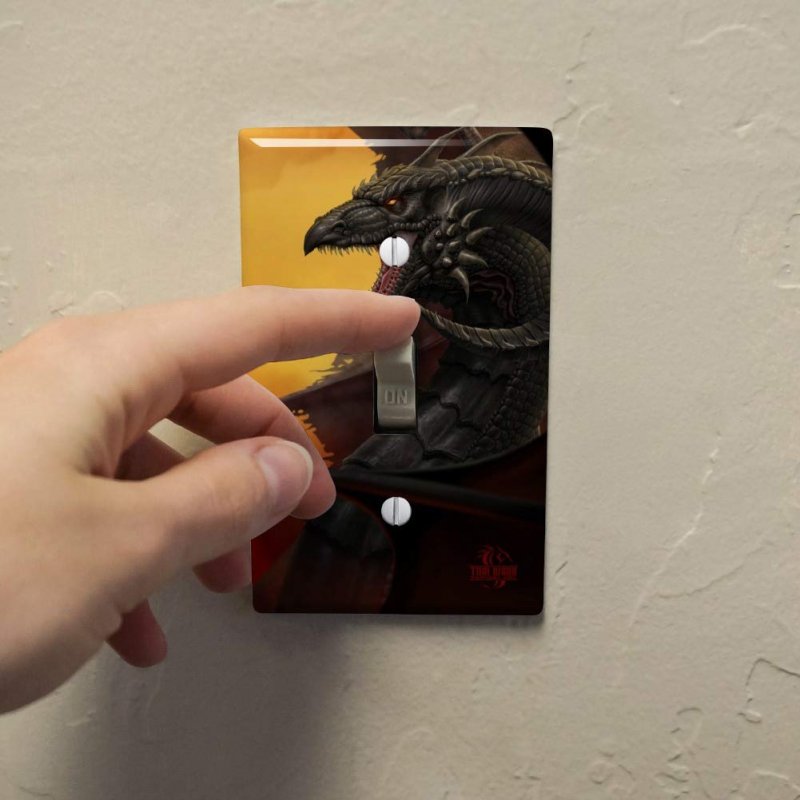 Black Winged Dragon Fantasy Plastic Wall Decor Toggle Light Switch Plate Cover
