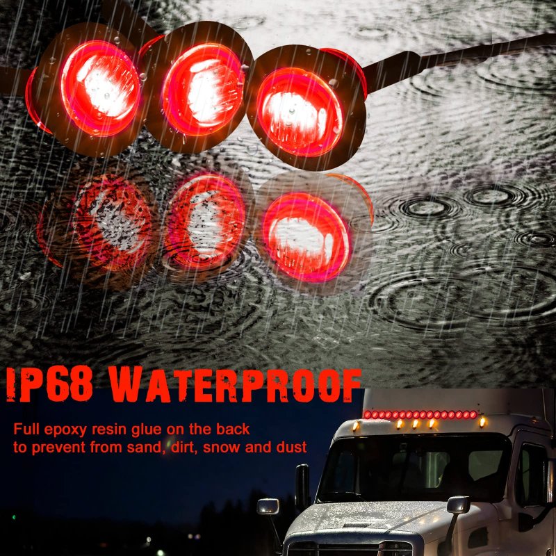 100 Pieces 3 4 Round Led Side Marker Lights Leds Front Rear Indicator Turn Signal Ip68 Waterproof For Truck Trailer Lorry Bus