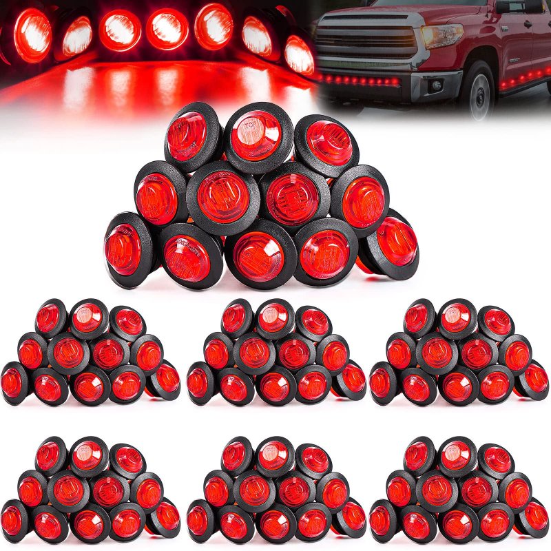100 Pieces 3 4 Round Led Side Marker Lights Leds Front Rear Indicator Turn Signal Ip68 Waterproof For Truck Trailer Lorry Bus