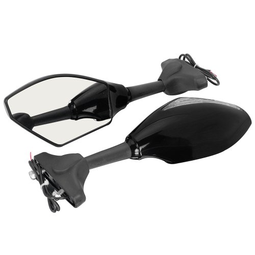 Motorcycle Rearview Side Mirrors Integrated Amber Led Turn Signal Blinker Light For Suzuki Honda Yamaha Kawasaki Pair