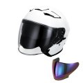 Tcmt Motorcycle Half Open Face Helmet For Adults Dual Visor 3 4 With Clear Tinted Shields Lightweight Abs Shell Removable 