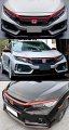 3pcs Jdm Glossy Red Abs Front Grill Trim Cover Garnish Compatible With 2016-2021 Honda Civic
