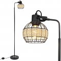 Dllt Led Floor Lamp Adjustable Head Standing With Heavy Metal Based Farmhouse Tall Rattan Lamps Reading Lighting For Living 