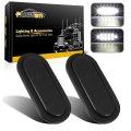 Partsam 2pcs 6 Inch Oval White Led Trailer Lights 10 Diodes Smoke Lens Grommet And Pigtails Submersible 12v Sealed For Rv