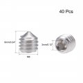 Uxcell 40pcs M6x6mm Internal Hex Socket Set Grub Screws Cone Point 304 Stainless Steel Screw