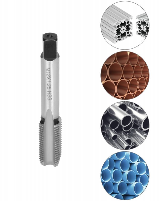 Metric Taper And Plug 2 Pack M12 X 1 25 Right Hand Thread Tap Precision- Cut Hss Tool With Square End Round Shank