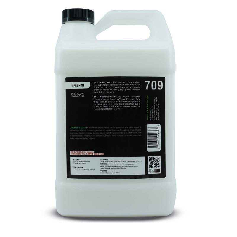 Universal Tire Shine And Protectant Water Based No Grease Dressing For Rubber Vinyl Leather High Formula 1 Gallon