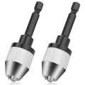Fixinus 2 Pieces Keyless Drill Chucks 1 4 Inch Hex Shank Bit Adapter Fast Change Converter Extension Screwdriver For Impact 