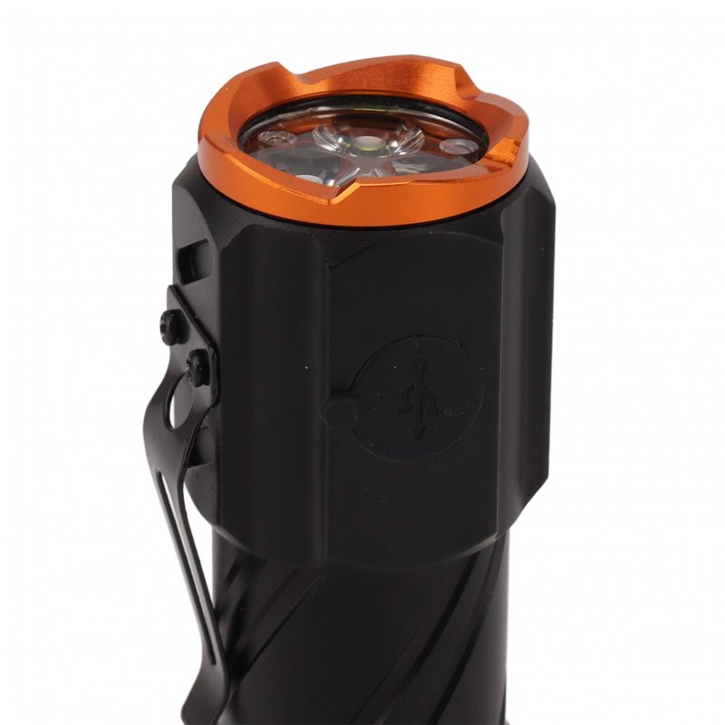 10000lm Mini Flashlight Super Bright Pocket Edc Flash Light Clip 5 Modes Usb Rechargeable Waterproof Compact For Camping Hiking
