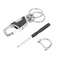 1 Set Car Fob Key Chain Keychain 360 Degree Rotatable With D Shaped Ring Screwdriver Black 