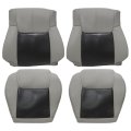 4pcs Front Driver Passenger Bottom Top Lean Back Replacement Leather Seat Covers Perforated 2-tone Gray For Jeep Commander 2006 