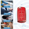 X Autohaux Silicone Smart Key Fob Case Cover For Volkswagen Tiguan 2010-2017 Shell Protector Keyless Red