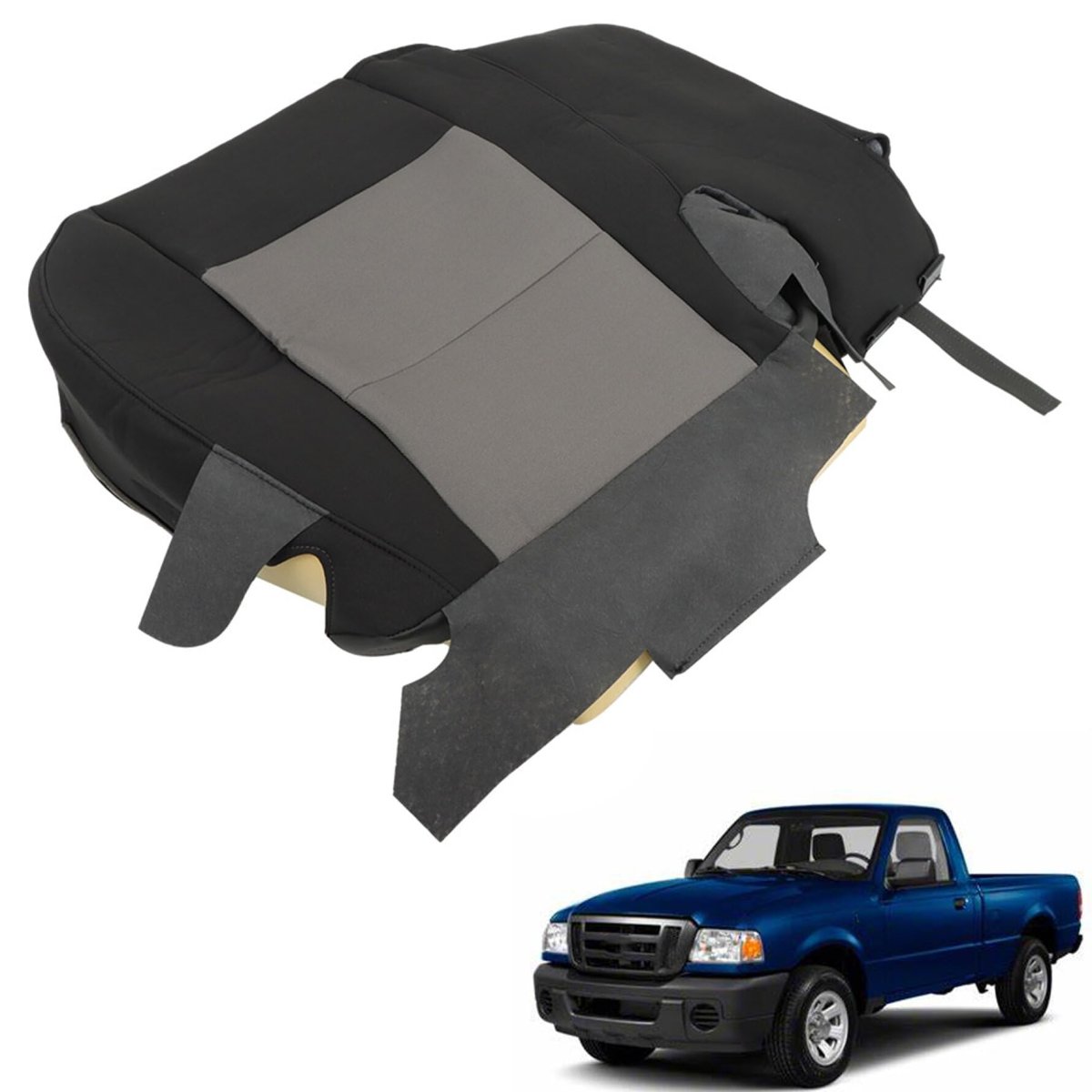Black Gray Driver Bottom Cloth Seat Cover Replacement For 2003-2011 Ranger