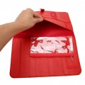 Red Leather Crochet Hook Case With Secure Clasp Space-saving Storage Bag For Knitting Enthusiasts At Home