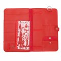 Red Leather Crochet Hook Case With Secure Clasp Space-saving Storage Bag For Knitting Enthusiasts At Home