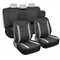 Spillguard Waterproof Neoprene Car Seat Covers Full Set Gray Stripes Protectors With Split Rear Bench For Auto Truck Van And 