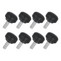 8pcs M6 X 16mm Knurled Clamping Knob 304 Stainless Steel Thumb Screw Round Hand Threaded Bolt Stud 22mm Dia For Machinery 