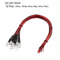 Uxcell 12pcs Mixed Colour 5mm Leds Prewired Light Dc24v 20cm Pre Wired Led