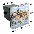 Dogs Outdoors On Fence Pattern Tow Trailer Hitch Cover Plug Insert