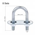 Uxcell Round U-bolts 8 Sets 0 79 20mm Inner Width 50mm Length Steel M6 With Nut Plate Washer