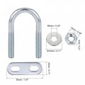 Uxcell Round U-bolts 8 Sets 0 79 20mm Inner Width 50mm Length Steel M6 With Nut Plate Washer