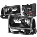 Auto Dynasty Housing Clear Side Headlight Corner Lamps Tool Kit For Ford F-250 F-350 F-450 F-550 Super Duty 99-04 Black 
