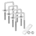 4 Set M8 1-3 8 Inch Inner Wide Square U Bolts Length 304 Stainless Steel U-bolts With Flange Hexagon Nuts Frame Plates For 