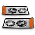 Amerilite Chrome Replacement Bumper Parking Turn Signal Lights Set For 03-06 Chevy Silverado Passenger And Driver Side