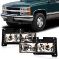 Headlights Assembly Front Headlamp Pair For 1994-1998 Gmc C10 Full Size Pickup Truck Suburban Yukon Clear Bumper Corner Lamps