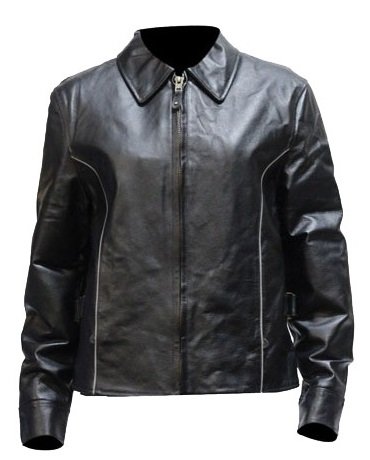 Womens Reflective Piping Leather Motorcycle Jacket Size 2xl Xx-large
