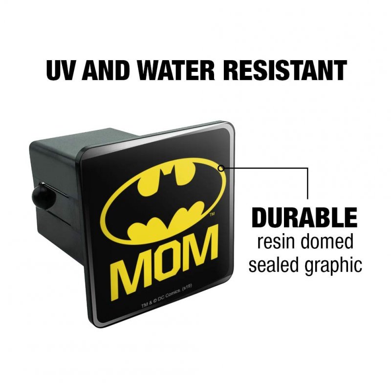 Batman Bat Mom Shield Logo Tow Trailer Hitch Cover Plug Insert For 2 In Receivers Heavy Duty Black Abs Plastic With Uv