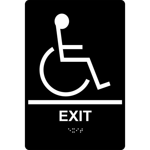 Compliancesigns Acrylic Ada Exit Sign 9 X 6 Inch Tactile Braille Black