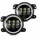 Auxbeam 4 Inch Led Fog Lights For 2007-2018 Jeep Wrangler Jk Jku Tj 1997-2006 30w Round Lamp With Halo Drl Amber Turn Signal 
