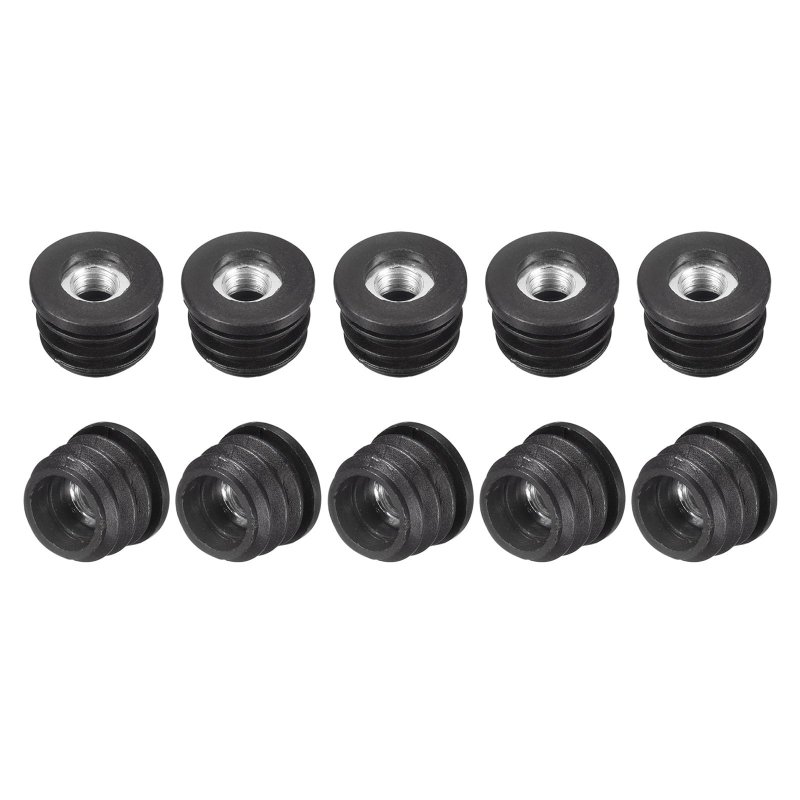 12pcs Plastic Threaded Tube Inserts With M8 Thread For 30mm 1 18 Od Round Adjustable Black Plug Caster Insert Chair End Caps