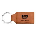 Jeep Wagoneer Rectangular Brown Faux Leather Key Chain Officially Licensed Modern Accessory 3 75 In X 1 25