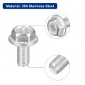 Uxcell M6x12mm Phillips Hex Head Flange Bolts 10pcs 304 Stainless Steelagon Hex Machine Screws