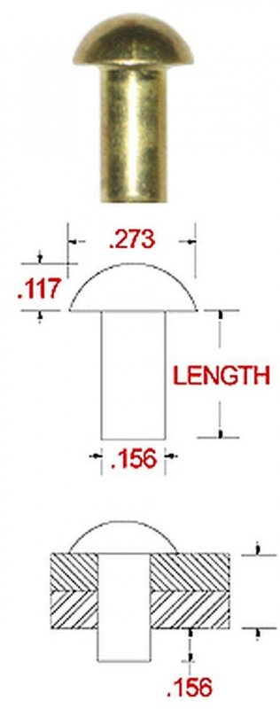 5 32 X 8 Solid Brass Round Head Rivet 279 Dia 117 Height Pack Of 1 2 Lb Approximately 100 Pieces