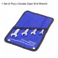 Uxcell Double Open-end Wrench Set 5 5-14mm Metric Cr-v Steel With Rolling Pouch 4-piece