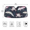 Seamless Pink White Swimming Axolotls Blue Algae Leaves On Dark Auto Car Windshield Sun Shade Window Uv Ray Visor Protector