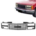 Carpartsdepot Front Chrome Grille Assembly Grill Black Shell Insert Compatible For Gmc Suburban C K 1500 2500 3500 Yukon 