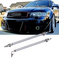 Rich Choices Adjustable 10 -13 Front Bumper Lip Splitter Diffuser Strut Rod Tie Bars Fit Most Vehicles Chrome 