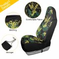 Susiyo Yellow Flowers Of Mimosa Pattern Black Car Seat Covers Automotive Front Only Vehicle Protector Universal Fit Most Suv