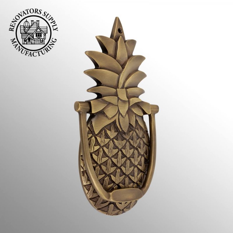 Pineapple Shaped Door Knocker 8 In Antique Brass Solid Hardware For Front And Gate With Mounting