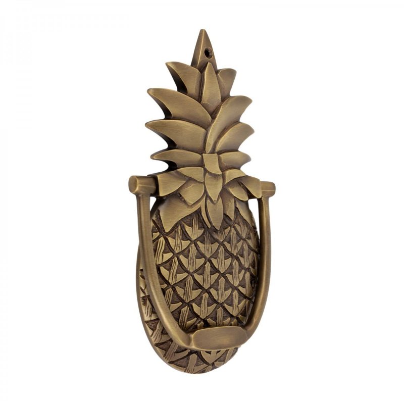 Pineapple Shaped Door Knocker 8 In Antique Brass Solid Hardware For Front And Gate With Mounting