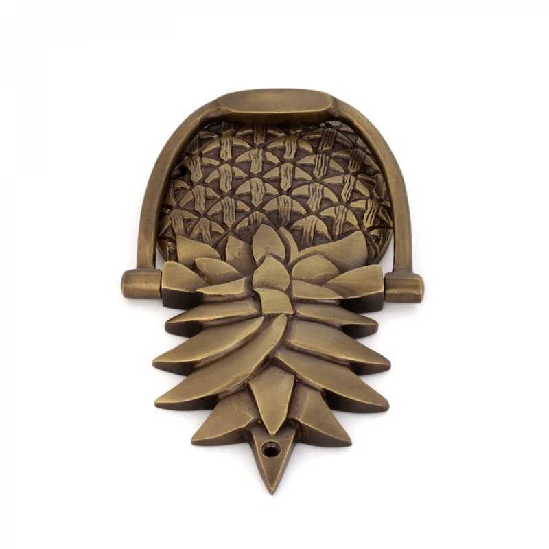 Pineapple Shaped Door Knocker 8 In Antique Brass Solid Hardware For Front And Gate With Mounting