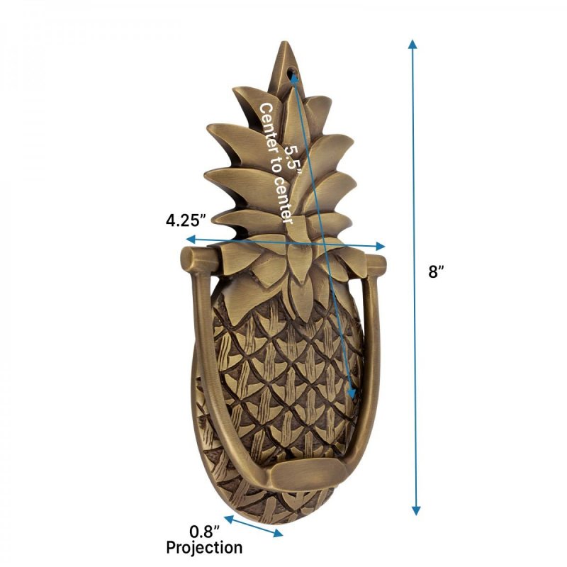 Pineapple Shaped Door Knocker 8 In Antique Brass Solid Hardware For Front And Gate With Mounting