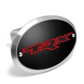 Ram 1500 Trx In Red 3d Logo On Black Plate Oval Brushed Silver Billet Aluminum 2 Inch Tow Hitch Cover Official Licensed 