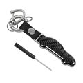 Besulen Carbon Fiber Keychain Microfiber Leather Chain Waterproof Car Shape Fob Key Ring Holder Black 